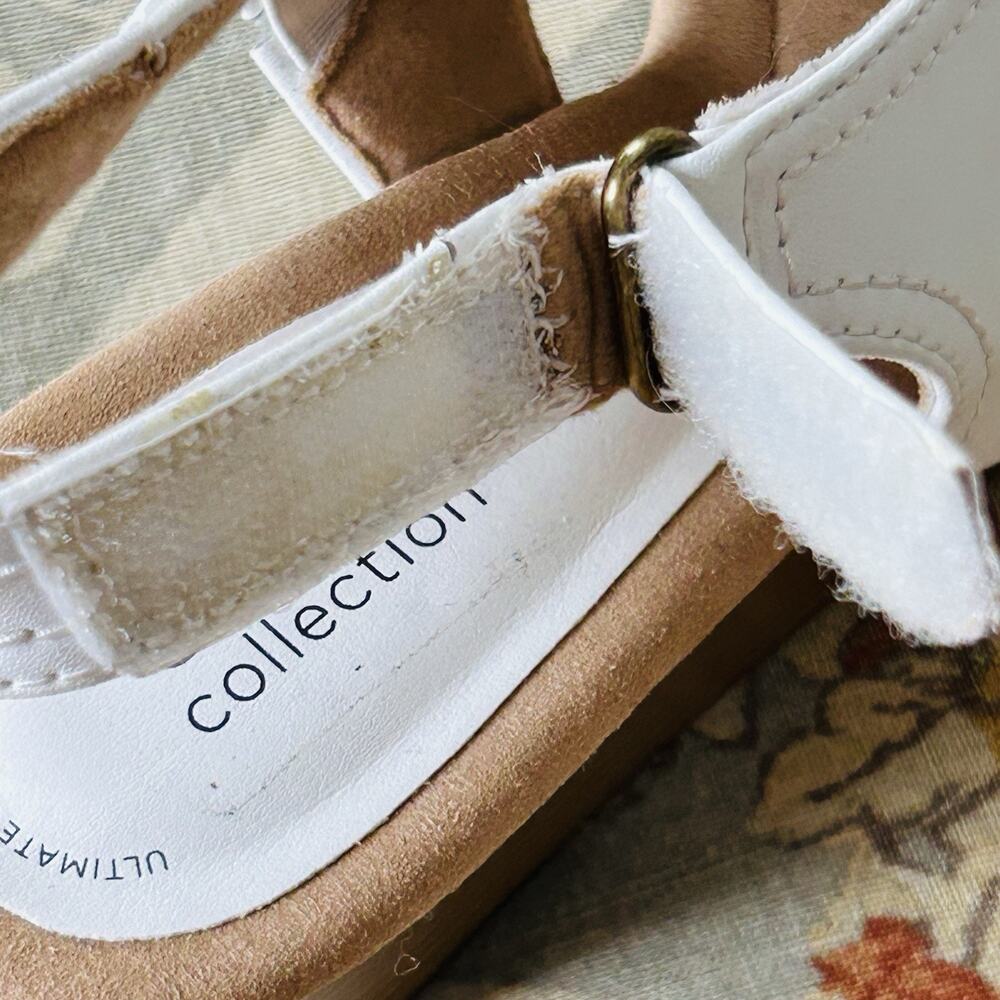 Clarks White Wedge Sandals Leather Kyarra Aster Size 11 Open Toe Comfort 3" Heel - Picture 6 of 8